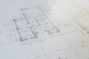 Bouwtekening van een woning met technische maatvoering